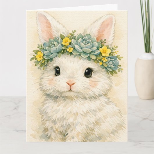  Bunny With Floral Crown カード (正面)