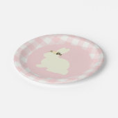 Bunny with Flowers Pink Party Paper Plate ペーパープレート (アングル)