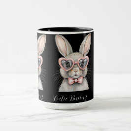 Bunny with Heart Glasses Mug | Cute Animal Coffee  マグカップ