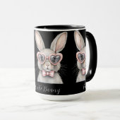 Bunny with Heart Glasses Mug | Cute Animal Coffee  マグカップ (正面右)
