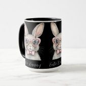 Bunny with Heart Glasses Mug | Cute Animal Coffee  マグカップ (正面左)