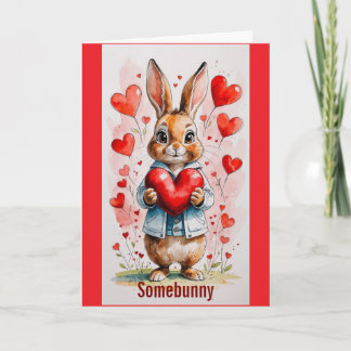 Bunny With Hearts Valentine Day Greeting Card カード