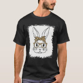 Bunny With Leopard Glasses Easter Day Cool Rabbit Tシャツ (正面)