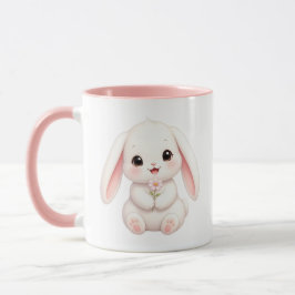 Bunny with Pink Flower マグカップ