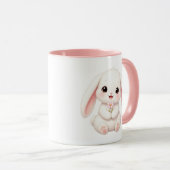 Bunny with Pink Flower マグカップ (正面右)