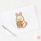 Bunny With Waffles – Cute Animal Sticker ラウンドシール (封筒)