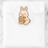 Bunny With Waffles – Cute Animal Sticker ラウンドシール (バッグ)