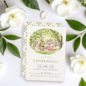 Bunny Woodland Animals Easter Picnic 招待状