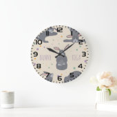 Bunny Yoga Poses Funny Rabbit ラージ壁時計 (ホーム)