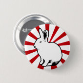 BunnyLuvの白いウサギキャンデーのストライプボタン 缶バッジ (正面&裏面)