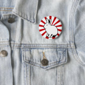 BunnyLuvの白いウサギキャンデーのストライプボタン 缶バッジ (インサイチュ)