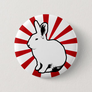 BunnyLuvの白いウサギキャンデーのストライプボタン 缶バッジ