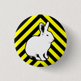 BunnyLuvの黒、黄色およびバニーボタン 缶バッジ