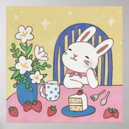 Bunny's Tea Time Illustration ポスター