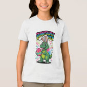 Bunnysaurus Easter Tee Dino Bunny Hybrid Holiday トライブレンドＴシャツ (正面)
