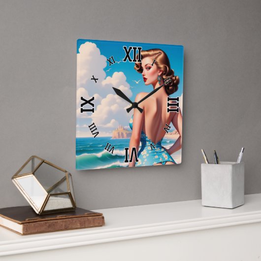 Buns Need Sun Too AI Concept Art by Xzendor7 スクエア壁時計 (オフィス)