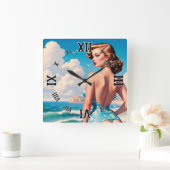 Buns Need Sun Too AI Concept Art by Xzendor7 スクエア壁時計 (ホーム)