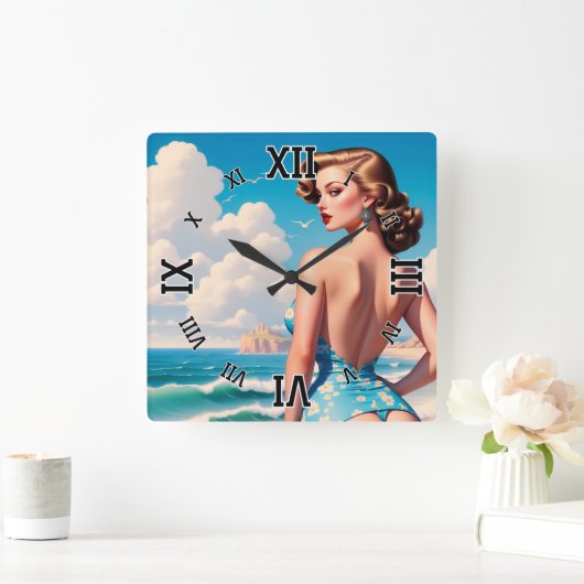 Buns Need Sun Too AI Concept Art by Xzendor7 スクエア壁時計 (ホーム)