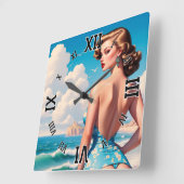 Buns Need Sun Too AI Concept Art by Xzendor7 スクエア壁時計 (傾斜)