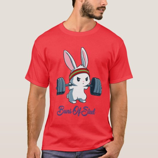 Buns Of Steel Fitness Rabbit Bunny Lover Gym Worko Tシャツ (正面)