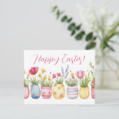 Bunte Aquarell Oster Postkarte mit Frühlingsblumen ポストカード (スタンド正面)