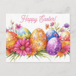 Bunte Aquarell Oster Postkarte mit Frühlingsblumen ポストカード