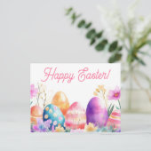 Bunte Aquarell Oster Postkarte mit Frühlingsblumen ポストカード (スタンド正面)