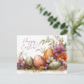 Bunte Aquarell Oster Postkarte mit Frühlingsblumen ポストカード (スタンド正面)
