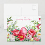 Bunte Aquarell Oster Postkarte mit Frühlingsblumen ポストカード (正面/裏面)