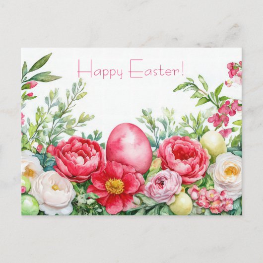 Bunte Aquarell Oster Postkarte mit Frühlingsblumen ポストカード (正面)