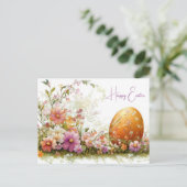 Bunte Aquarell Oster Postkarte mit Frühlingsblumen ポストカード (スタンド正面)