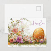 Bunte Aquarell Oster Postkarte mit Frühlingsblumen ポストカード (正面/裏面)