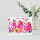 Bunte Aquarell Oster Postkarte mit Frühlingsblumen ポストカード (スタンド正面)