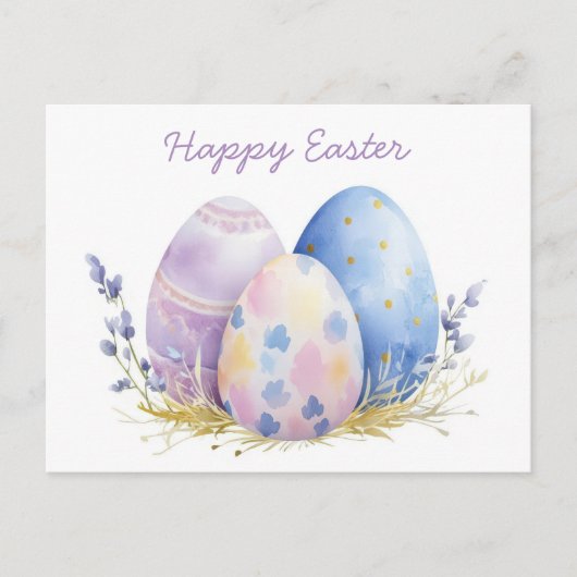 Bunte Aquarell Oster Postkarte mit Frühlingsblumen ポストカード (正面)