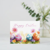 Bunte Aquarell Oster Postkarte mit Frühlingsblumen ポストカード (スタンド正面)