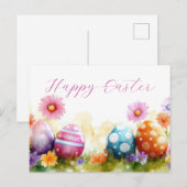 Bunte Aquarell Oster Postkarte mit Frühlingsblumen ポストカード (正面/裏面)