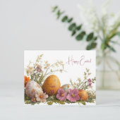 Bunte Aquarell Oster Postkarte mit Frühlingsblumen ポストカード (スタンド正面)