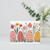 Bunte Aquarell Oster Postkarte mit Frühlingsblumen ポストカード (スタンド正面)