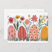 Bunte Aquarell Oster Postkarte mit Frühlingsblumen ポストカード (正面/裏面)
