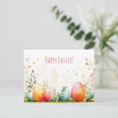 Bunte Aquarell Oster Postkarte mit Frühlingsblumen ポストカード (スタンド正面)