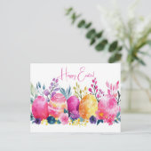Bunte Aquarell Oster Postkarte mit Ostereiern ポストカード (スタンド正面)