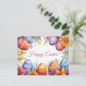 Bunte Aquarell Oster Postkarte mit Ostereiern ポストカード (スタンド正面)