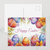 Bunte Aquarell Oster Postkarte mit Ostereiern ポストカード (正面/裏面)