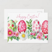 Bunte Aquarell Oster Postkarte mit Ostereiern ポストカード (正面/裏面)