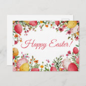 Bunte Aquarell Oster Postkarte mit Ostereiern ポストカード (正面/裏面)