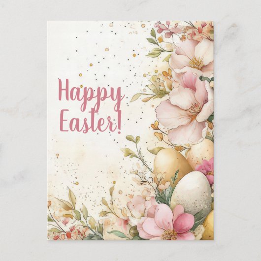 Bunte Aquarell Oster Postkarte mit Ostereiern ポストカード (正面)
