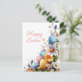 Bunte Aquarell Oster Postkarte mit Ostereiern ポストカード (スタンド正面)