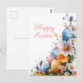 Bunte Aquarell Oster Postkarte mit Ostereiern ポストカード (正面/裏面)