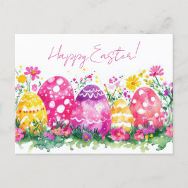 Bunte Aquarell Oster Postkarte mit Ostereiern ポストカード