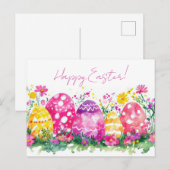 Bunte Aquarell Oster Postkarte mit Ostereiern ポストカード (正面/裏面)